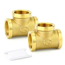 GASHER 2Pcs Brass Tee Fitting, 1/2" x 1/2" x 1/2" BSP Female Pipe Fittings