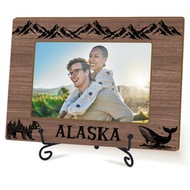 yutogan Couple Picture Frame - Alaska Souvenirs, Alaska Gifts, Engagement Frame Wedding Photo Frame, Gifts For Newly Engaged Couple, Table Decor Wooden Picture Frame, 4x6 Frame-TJ04