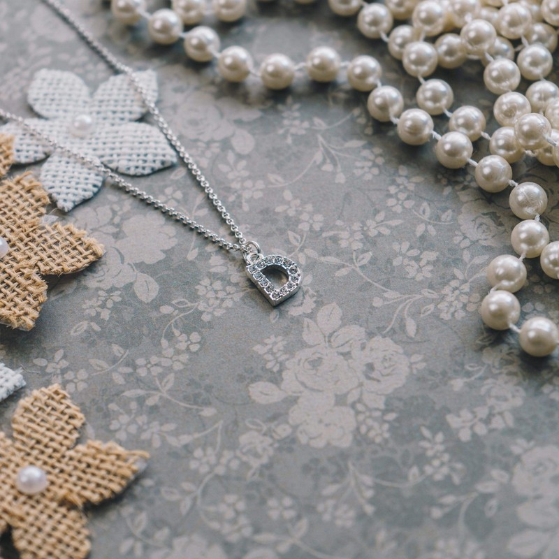 Philip Jones Pave Initial Necklace Letter D Created with Zircondia®