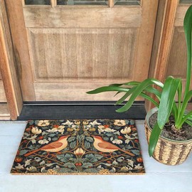 Funny Coir Doormat Birds Sitting on a Branch of a Tree Entryway Outdoor Mat with Heavy Duty Front Porch Decor Welcome Mats House Warming Gift Doormat Entry Natural Coir Brown Mat 23.7 x 15.7 inch