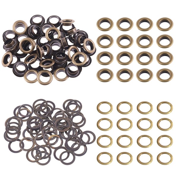 Swpeet 100Pcs - 50 Sets 10mm Hole Bronze Grommets Thick