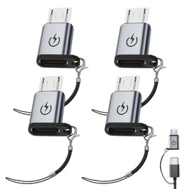 USB C to Micro USB Adapter (4-Pack), USB C Female to Micro USB Male Adapter, Supports 18W Fast Charging, Does Not Support OTG Connection, Such as Headphones, External Hard Drives, Keyboards