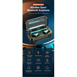 VleenVl True Earbuds with Earphones Case, Hi-fi Stereo TWS Earphone with Microphone, Ipx7 Waterproof in Ear Headphones, Cordless YX-01 0