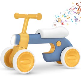 Henry & Colin Baby Balance Bike for Kids - No Pedal 4 Silence Wheels & Soft Seat First Bike, Toddler Walker for Boys & Girls, with Light, Music for 1-3 Year Olds (Blue)