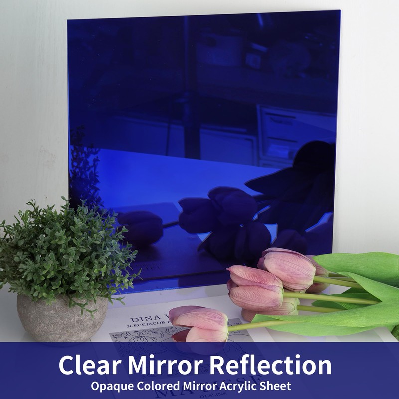 KEJJNYER 5 Pack 12x12 Inch Blue Mirrored Acrylic Sheets, 1/8