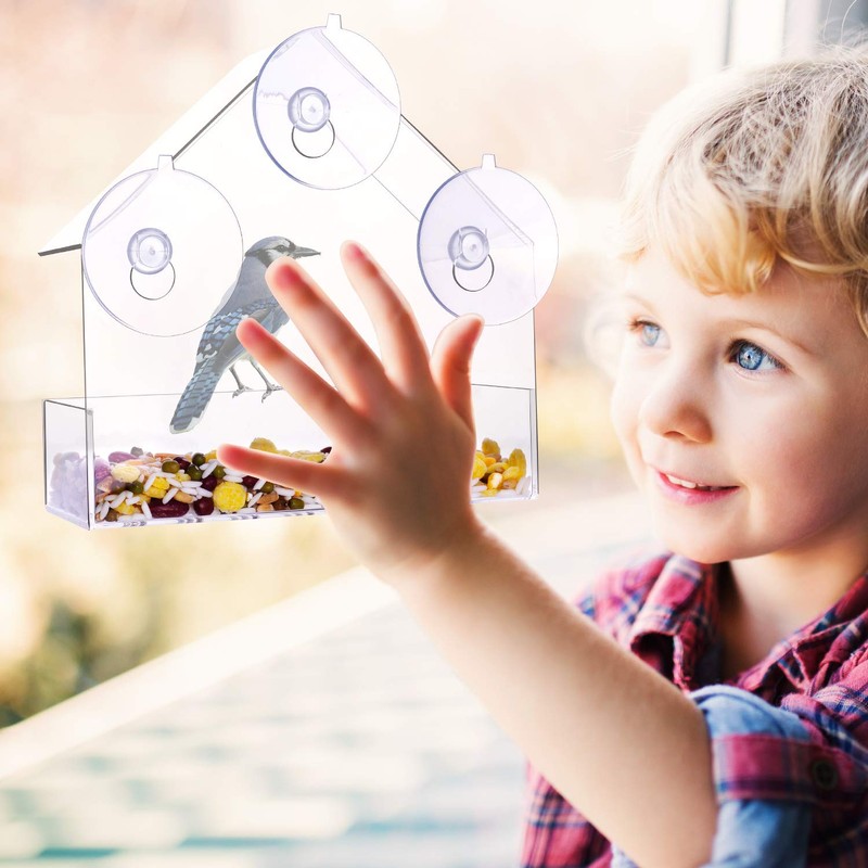 Window Bird Feeder Clear Window Hanging Bird Feeder with Suction