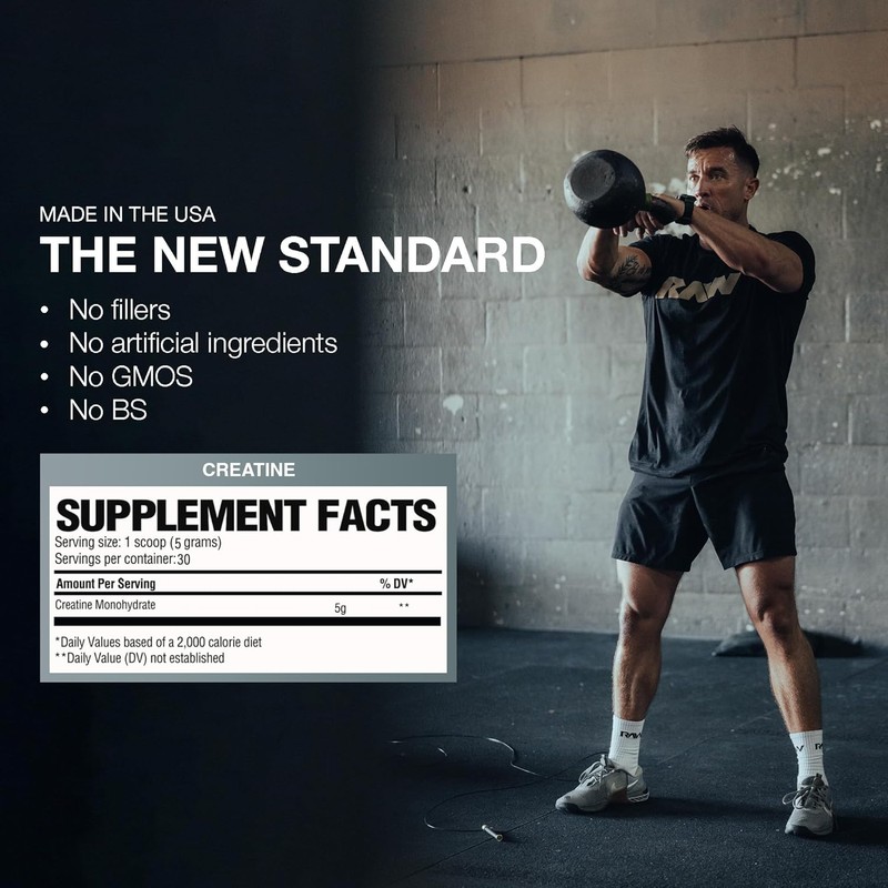 Raw Nutrition Creatine Monohydrate – 30 Servings | Boost Strength,