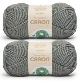 Caron Simply ME Dark Gray Heather Yarn - 2 Pack of 200g/7 oz - 62% Acrylic 20% Nylon 18% Wool - #5 Bulky - 246 Yards - Knitting/Crochet
