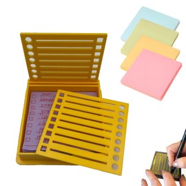 Sticky Note Stencil, Sticky Note Holder with Stencil 3x3 Sticky Note Line Stencil and Holder, Perfect for to-Do Lists, Home, Office, Sticky Notes Dispenser, Reusable Note Organizer (Yellow)
