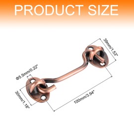 sourcing map 4 Inch Hook and Eye Latch, Barn Door Lock Privacy Hardware Stainless Steel Gate Lock for Window Cabin Hooks Sliding Door Bedroom Bathroom, Copper