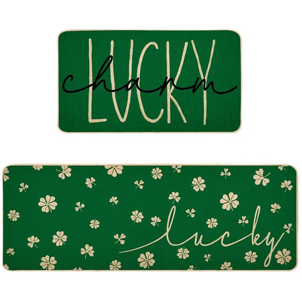 CHAOMENGMENG Charm Lucky Shamrock St. Patrick's Day Kitchen Mats Set