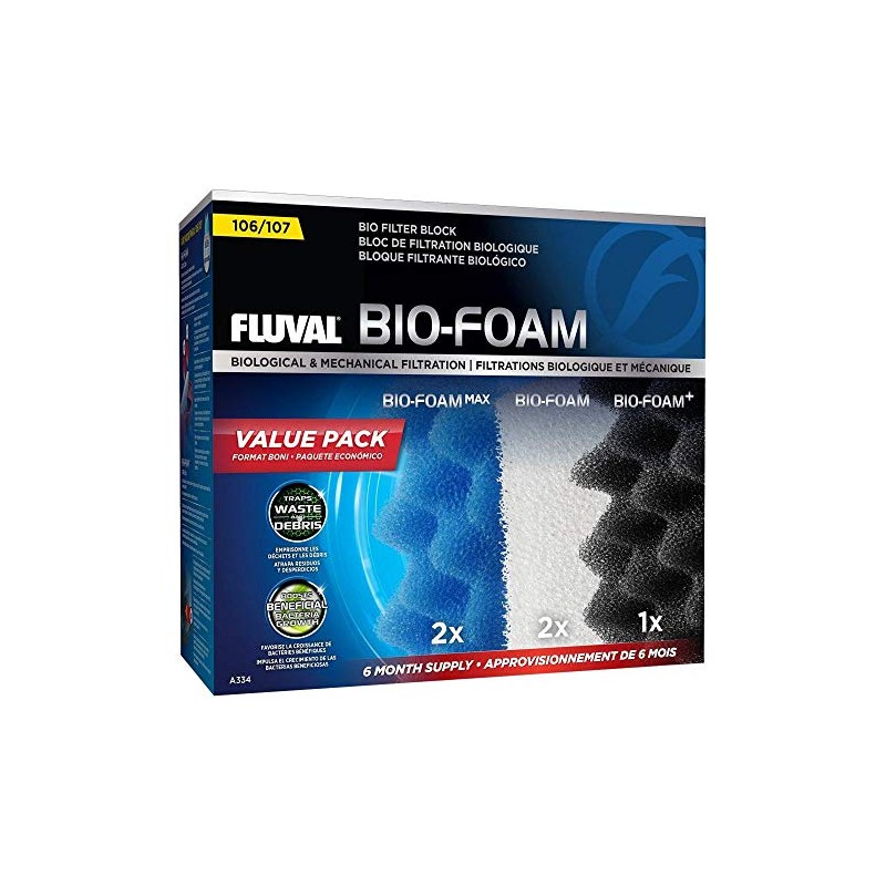 Fluval 106/107 Bio Foam Value Pack, Replacement Aquarium Filter Media