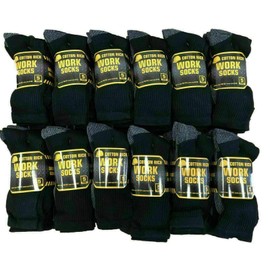 ARITRADERSLTD Workwear Men’s Arch Support Reinforced Toe Heel Cotton Rich Comfortable Heavy Duty Cushioned Sole Work Socks (6-11) (Pack of 15, Black)