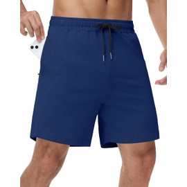 JWM - Pantalones cortos para hombre de 5 pulgadas, 7 y 9 pulgadas, de algodón por encima de la rodilla, cómodos y casuales, Azul Real, M