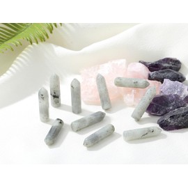 XIANNVXI 10 x Crystal Gemstones Sets Clear Labradorite Stones Natural Healing Crystal Stone Set Polished Tumbled Bag Bulk Hexagonal Dots Energy Gift