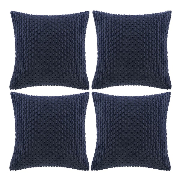 Fancy Homi 4 Packs Navy Blue Decorative Throw Pillow Covers