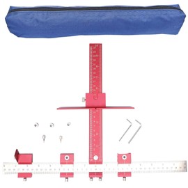 Cabinet hardware jig, adjustable drill template, drilling guide, easy fast and accurate installation of knobs, pulls, and handles. All metal pieces. Drill up to Φ5mm hole, inch and metric. 16’’ blade