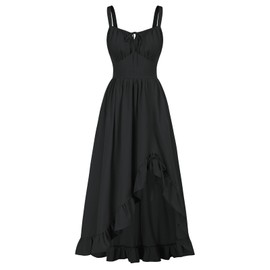 Scarlet Darkness Corset Sundress for Women Medieval Renaissance Dress Sleeveless Black Goth Dress Black XXL