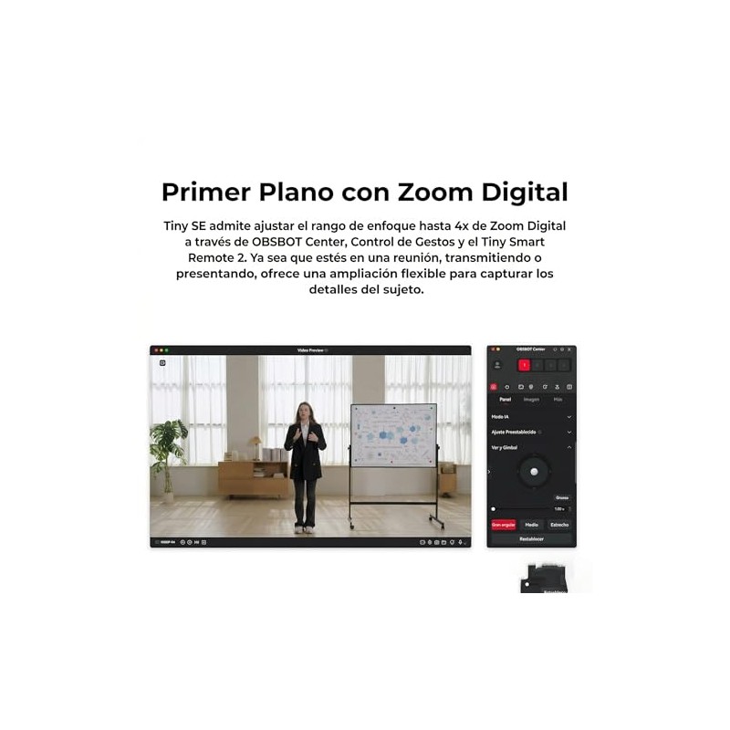 OBSBOT Tiny SE Cámara Web IA, Webcam PTZ con Seguimiento