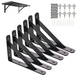 Shelf Brackets 200 x 120mm 6 Pack 8" Lightweight Wall Brackets with 90 Degree Triangle for Concrete Wall, Plasterboard etc, Fixing Screws Included