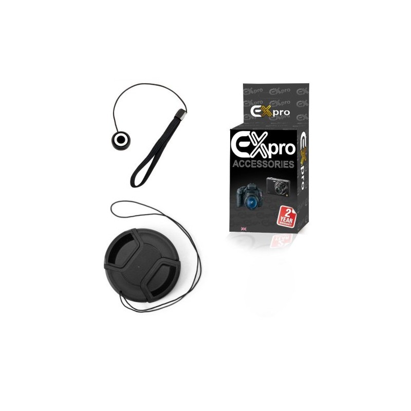 Ex-Pro 55mm Snap-on/Clip on Pinch Lens Cap with Keeper Holder