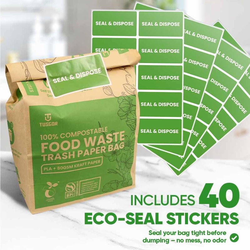 Kitchen Food Waste Bags – 40 bags – 100% Compostable