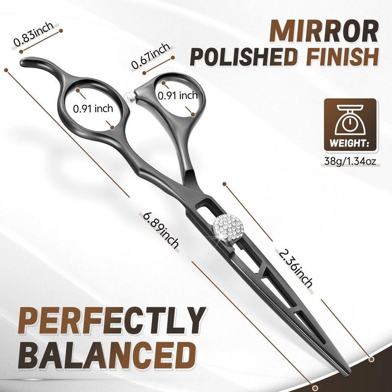 JASON Hair Cutting Scissors Shears - 6" Professional Ergonomic Black