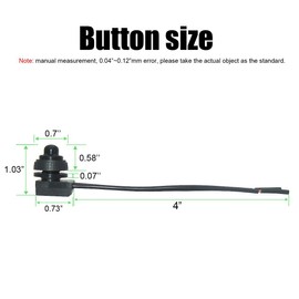 VISSQH 6 Pcs Waterproof Push Button Switch,DIY Push Button Switch,Push Button Switch 12V,SPST Switch, for Motorcycle, Auto Car,DC electrical projects Wired Push Button Switch