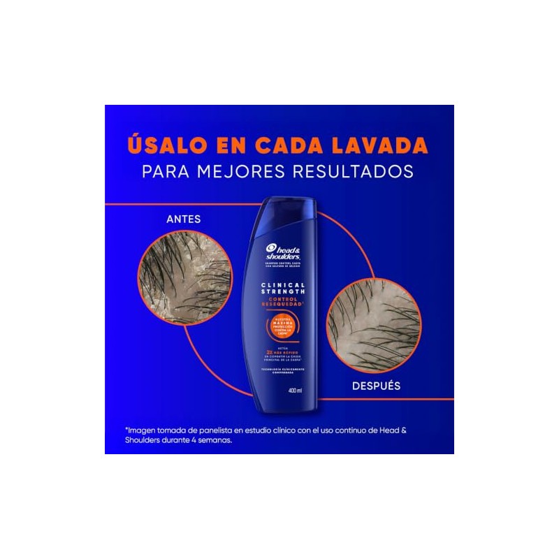 HEAD & SHOULDERS, Shampoo para Caspa, Clinical Strength Control Resequedad¹