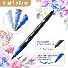 36 Colors Art Brush Markers Pens,Dual Brush Marker Pens for Coloring Books Double Tip Colored Pen for Adult Coloring Water Color Pens for Kids Adult Book Eggs Decorations Drawing Art Craft Kit Gift