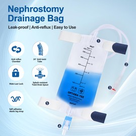 5 Pack 600ml Nephrostomy Bags with 24" Flexible Tube, Urine Drainage Bag Transparent Fluid Collection Bag with Twist Valve, with Soft Adjustable Leg Straps for Secure Fit