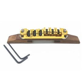 Unbranded Gold Adjustable Metal Bridge With Roller Saddles For Archtop Jazz Guitar