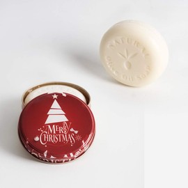 The Collections Handmade Circle Soap for Body, Hair and Face - Alcohol and Paraben Free, Vegan - Hypoallergenic Natural Soap with Tin Boxes - Xmas White