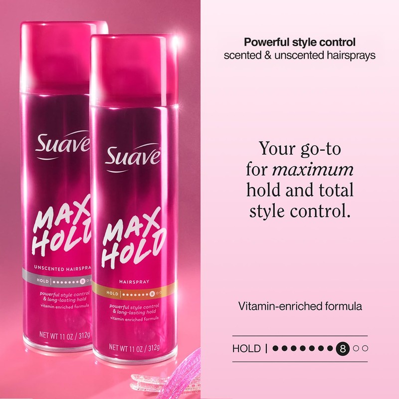 Suave Hairspray, Max Hold Variety 4-Pack – Scented + Unscented