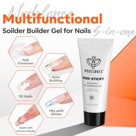 modelones Solid Builder Gel for Nails, Hard Gel for Nails Non-Sticky Poly Gel Upgraded Nail Extension Clear 3D Gel Nail Art Sculpting Gel Molding Gel Beginners-friendly 50g