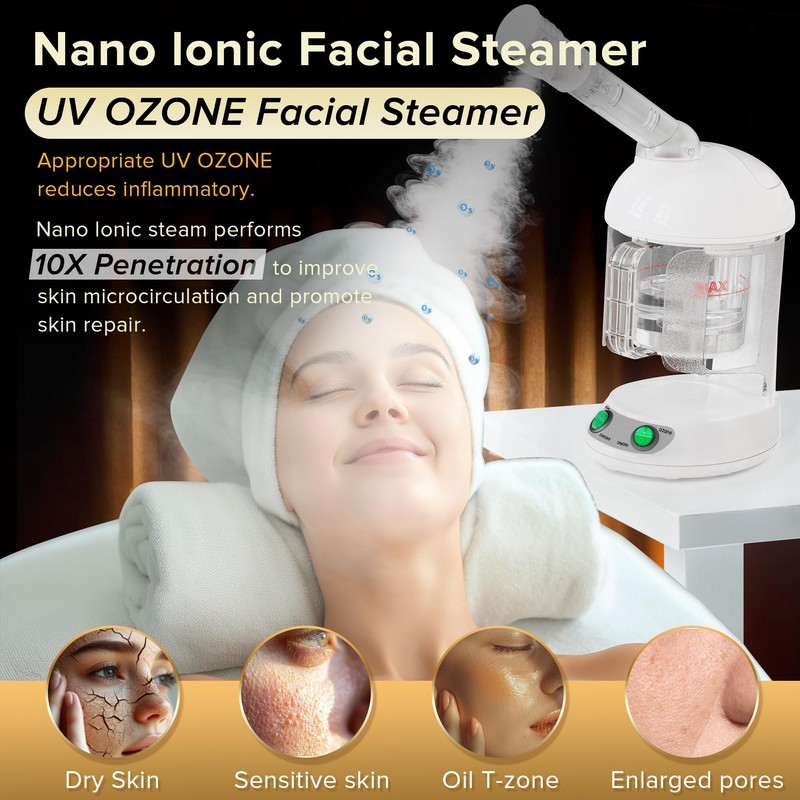 Easy to Clean Facial Steamer, Portable Nano Ionic Face Steamer