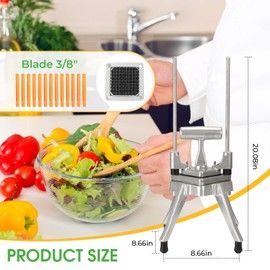 POWLAB Commercial Chopper Vegetable Dicer Cutter Fruit Dicer Heavy Duty Stainless Stee Dicer Cutter Onion Chopper Professional Food Dicer for French Fry Tomato Peppers Potato (1IN1, 3/8'')
