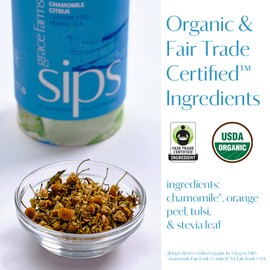 Grace Farms Chamomile Citrus Herbal Tea (16 Count Plastic-Free Premium Sachets) | Calming and Caffeine Free |Organic, Fair Trade and Kosher Certified | Gives Back 100% of Profits