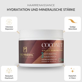 Pure Mineral Hair Mask with Coconut Oil, Intensive Treatment for Dry Hair, Nourishing and Invigorating, No Sulphates, Parabens, Petrolates, 350 ml