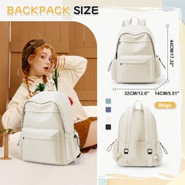 HYC00 School Backpack Womens,Unisex Casual Daypack School Bags for Teenage Girls Secondary School College Backpack Laptop Backpack for School Girl Boy Travel Rucksack for Women Bookbag,Beige