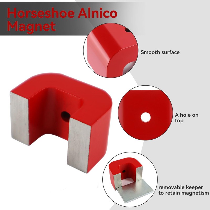 Burnur 22 lbs Red Horseshoe Heavy-Duty Alnico Power Magnets for