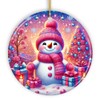 Joyful Frost Snowman Pink Themed Ornament, Festive Winter Spirit