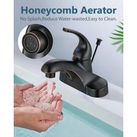 Aolemi Bathroom Sink Faucet 4 Inch Centerset, Single Handle Vanity Faucet with Lift Rod Drain and Supply Lines, Oil Rubbed Bronze