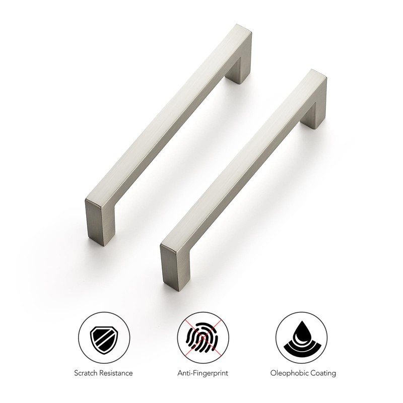 Ravinte 10 Pack Solid Kitchen Cabinet Handles Brushed Nickel Slim