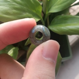 Manekieko Pack of 15 Natural Grey Moonstone Large Hole Loose Stone Rondelle Beads Crystals and Healing Stones, 6 mm DIY Jewellery Makings