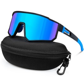 MELLIEX Sports Sunglasses Men Women Polarised Cycling Glasses UV400 Protection Running Glasses HD View Non-Slip Quick Glasses for MTB Road Bike Cycling Running, blue