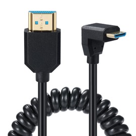 HUHANGGod 8K Mini HDMI to HDMI 2.1 Coiled Cable, Spring Gold, HDMI to Mini HDMI Cable, 8K@60Hz 48Gbps, Supports Dynamic HDR for Cameras, Camcorders Raspberry Pi (Straight) (Up)
