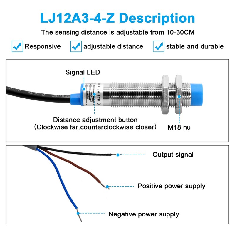 LJ12A3-4-Z BX Proximity Sensor RUIZHI Pack of 5 LJ12A3-4-Z Switch