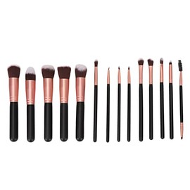 Juego de 14 pinceles de maquillaje, pinceles de cosméticos profesionales para colorete, sombra de ojos y corrector, cerdas suaves y densas,...        