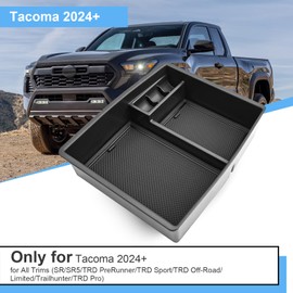 Coleya 2024 2025 Tacoma Accessories Center Console Organizer for Toyota Tacoma (SR5/TRD Off-Road/TRD Sport/TRD Pro/Limited/Trailhunter) Durable ABS Plastic 2025 Tacoma Console Tray Insert (Black)